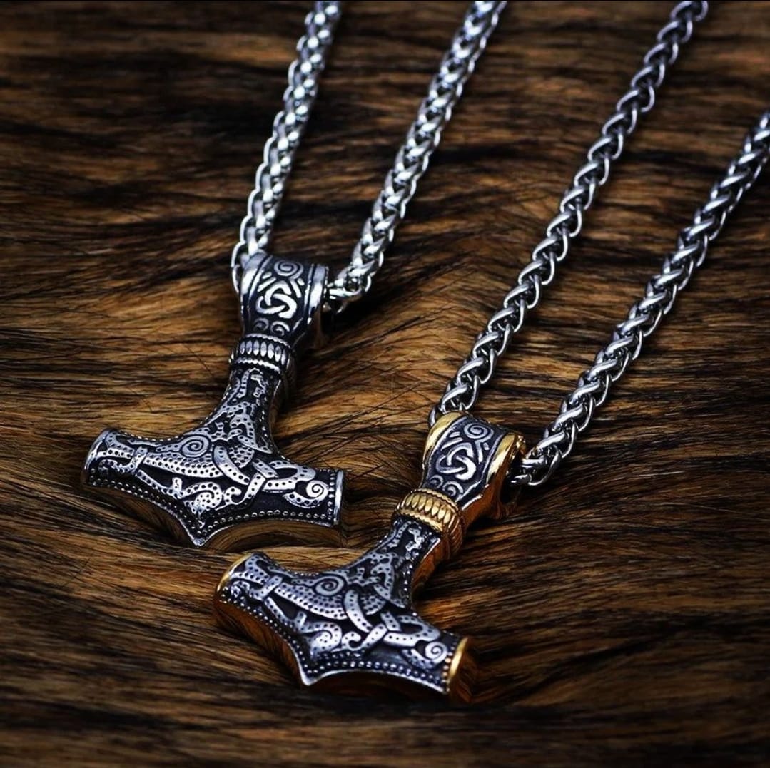 WorldNorse Halskette mit Thors Hammer Anhänger aus Edelstahl