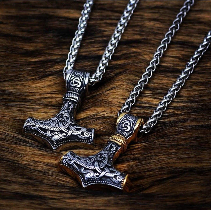 WorldNorse Halskette mit Thors Hammer Anhänger aus Edelstahl