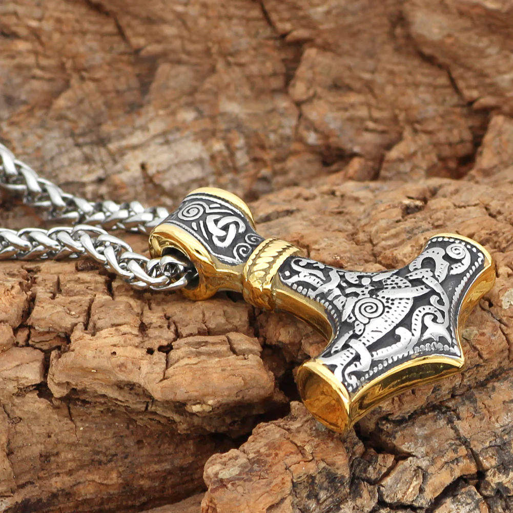 WorldNorse Halskette mit Thors Hammer Anhänger aus Edelstahl