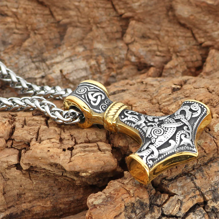 WorldNorse Halskette mit Thors Hammer Anhänger aus Edelstahl
