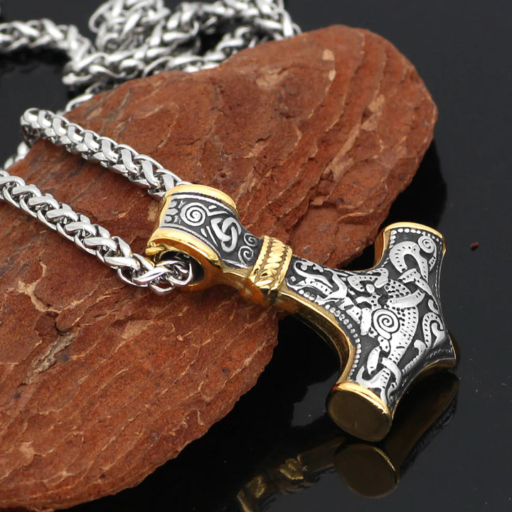 WorldNorse Halskette mit Thors Hammer Anhänger aus Edelstahl