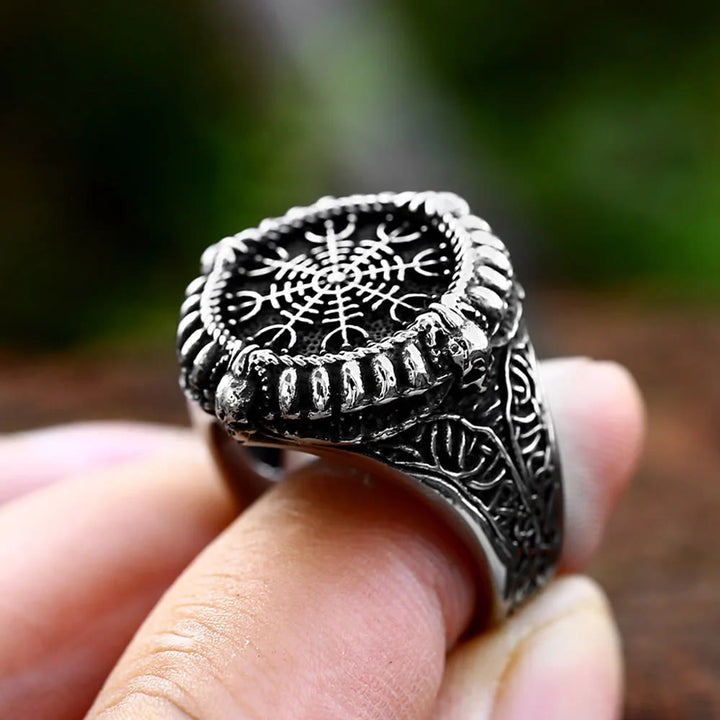 WorldNorse Wikinger-Kompassring aus Edelstahl