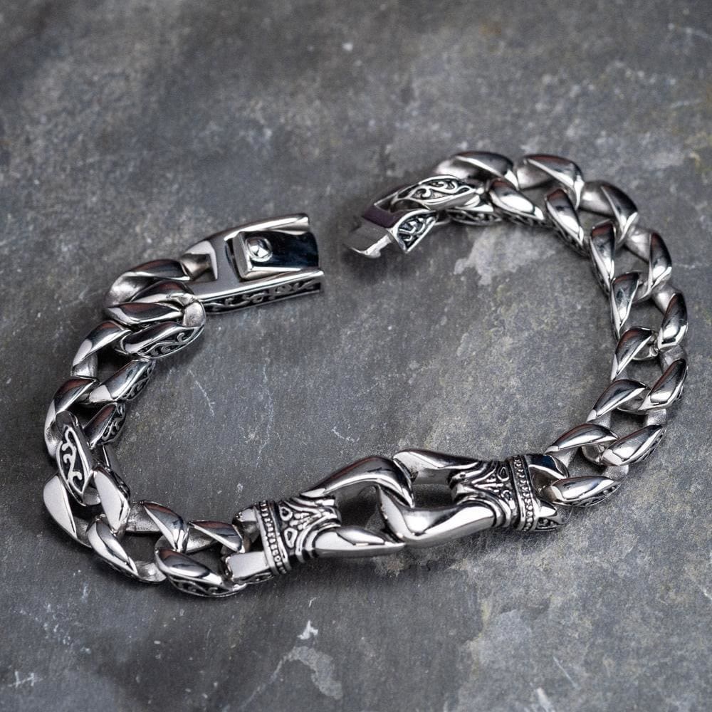 WorldNorse Retro-Totem-Armband mit Keltischer Knoten und dicken Panzergliedern
