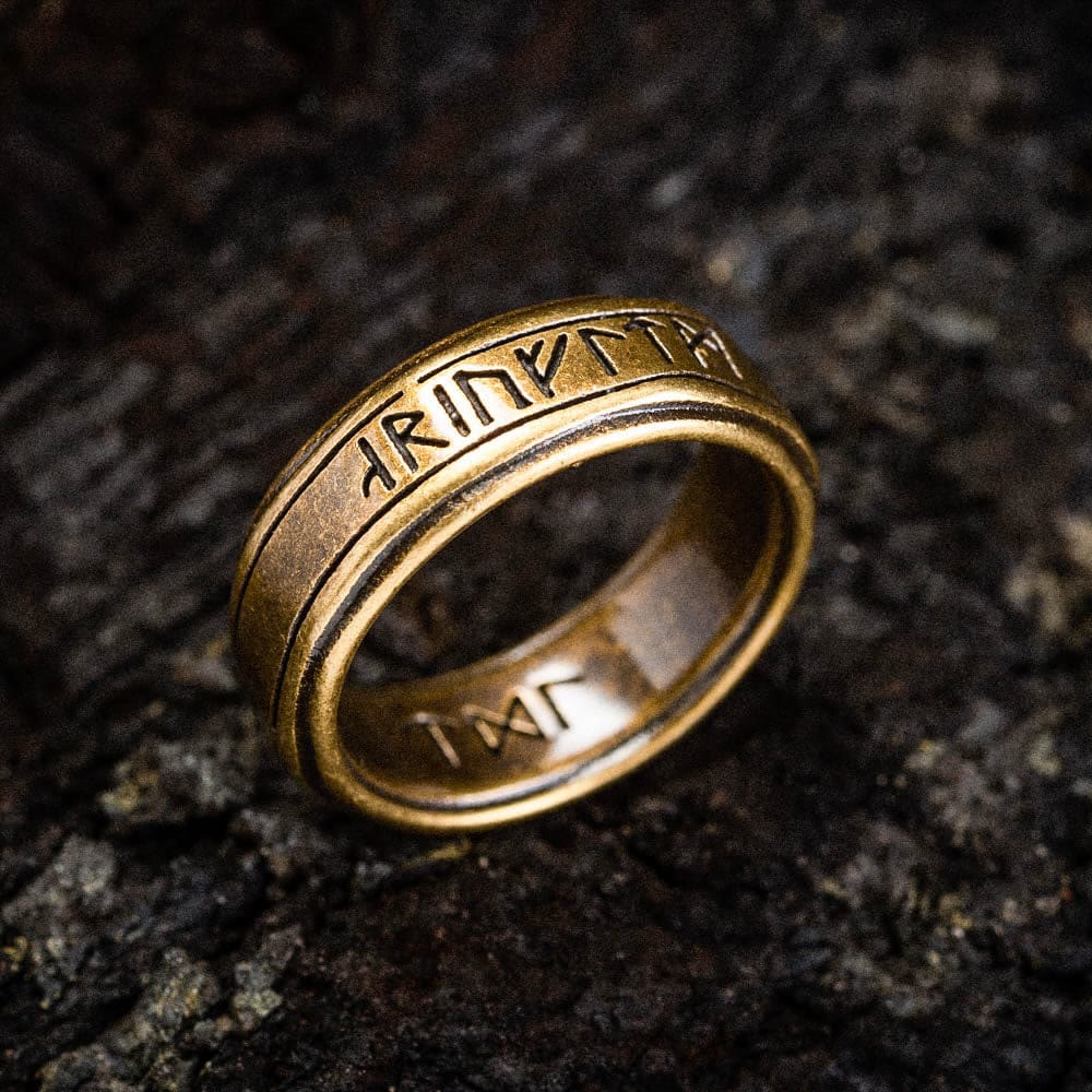 WorldNorse Retro Bronze Rune Edelstahlring