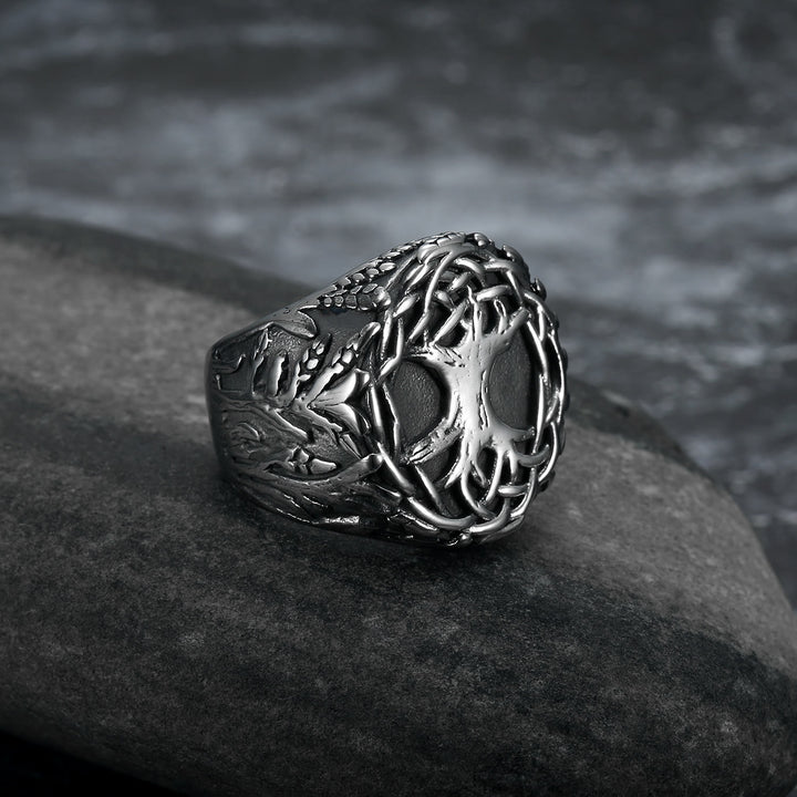 WorldNordischer Wikinger-Amulettring mit Lebensbaum-Design