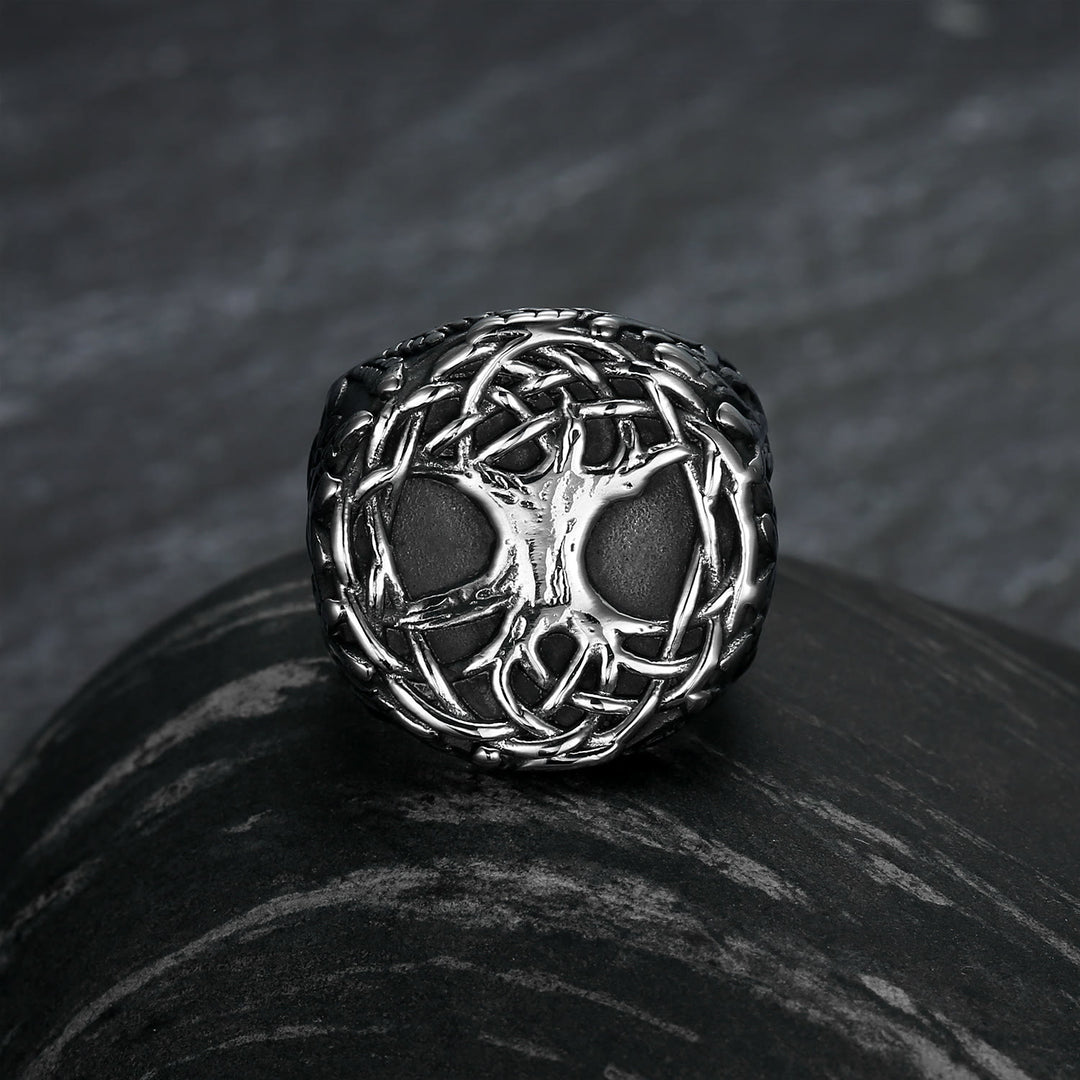 WorldNordischer Wikinger-Amulettring mit Lebensbaum-Design