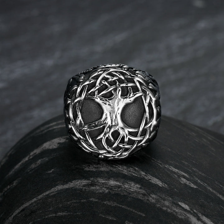 WorldNordischer Wikinger-Amulettring mit Lebensbaum-Design