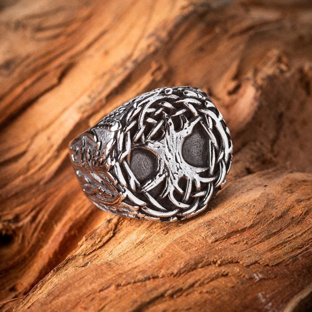 WorldNordischer Wikinger-Amulettring mit Lebensbaum-Design