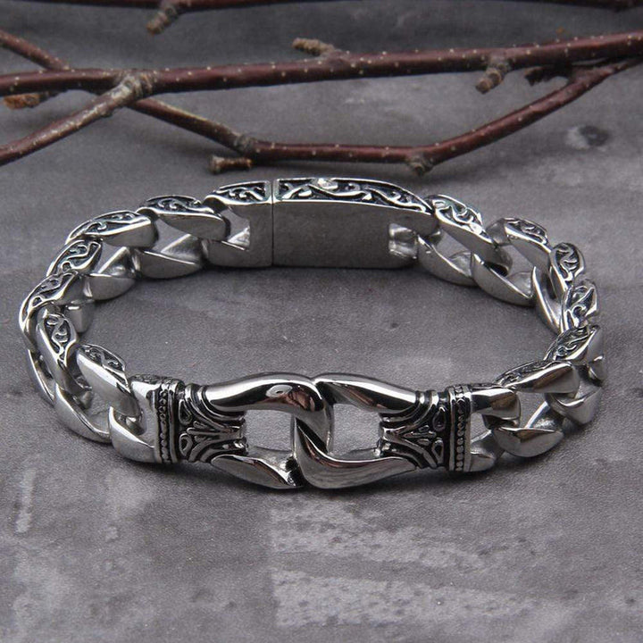 WorldNorse Retro-Totem-Armband mit Keltischer Knoten und dicken Panzergliedern