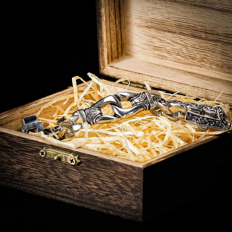 WorldNorse Retro-Totem-Armband mit Keltischer Knoten und dicken Panzergliedern