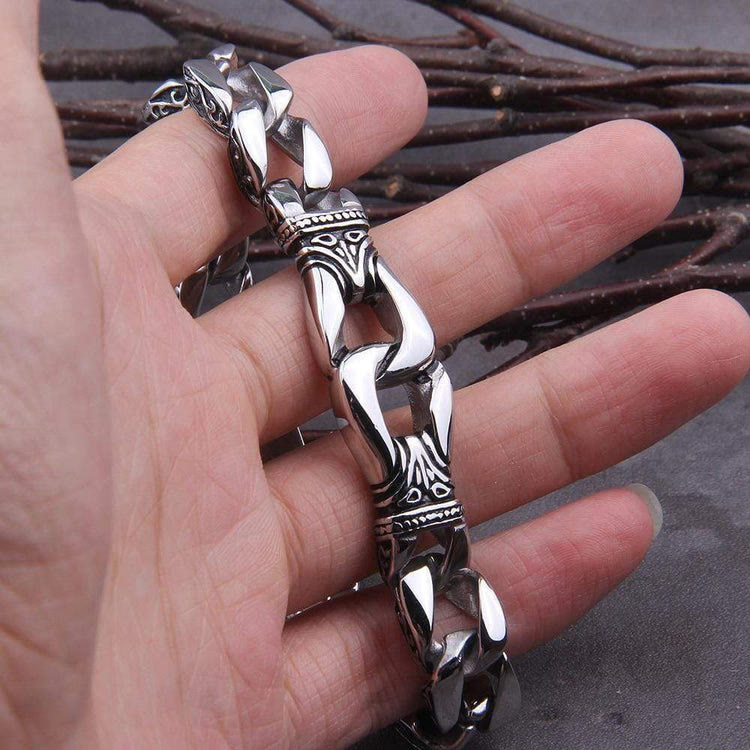 WorldNorse Retro-Totem-Armband mit Keltischer Knoten und dicken Panzergliedern
