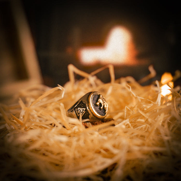 WorldNordischer Wikinger- Wolf - Valknut -Ring