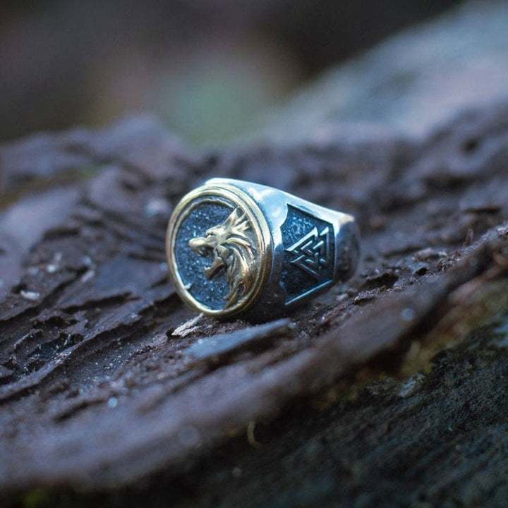 WorldNordischer Wikinger- Wolf - Valknut -Ring