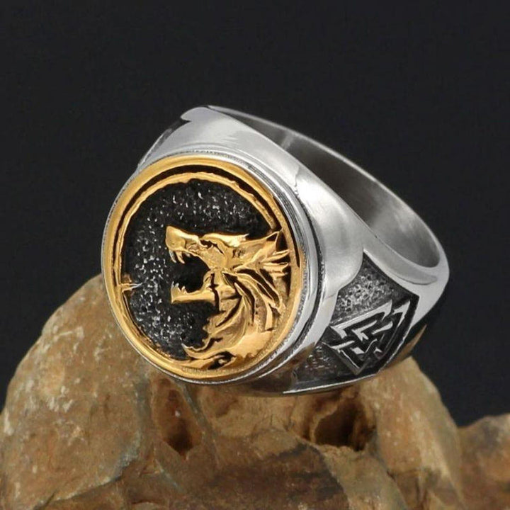 WorldNordischer Wikinger- Wolf - Valknut -Ring