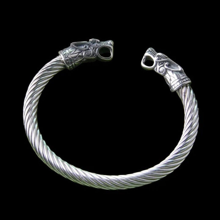 WorldNorse Viking Zweifarbiges Fenrir-Wolfskopf-Armband - Silber# 2 - image 4