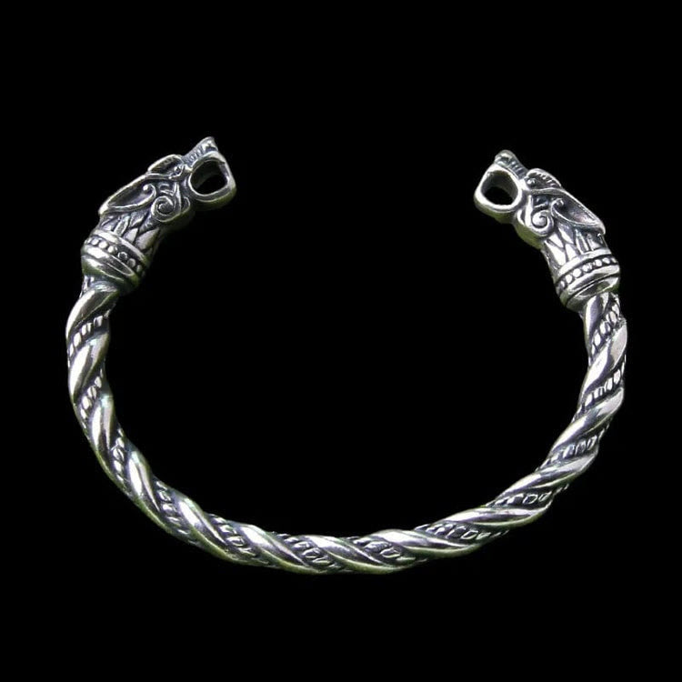 WorldNorse Viking Zweifarbiges Fenrir-Wolfskopf-Armband - image 1