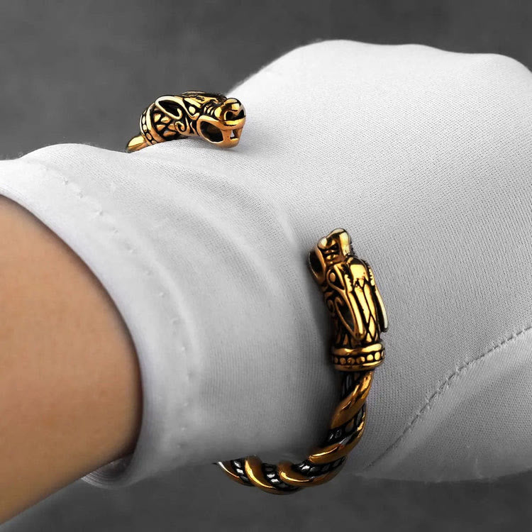 WorldNorse Viking Zweifarbiges Fenrir-Wolfskopf-Armband - image 8