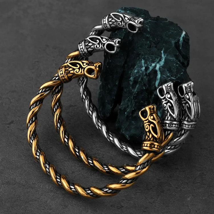 WorldNorse Viking Zweifarbiges Fenrir-Wolfskopf-Armband - image 9