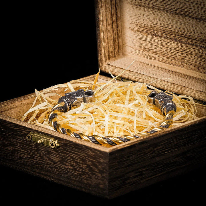 WorldNorse Viking Zweifarbiges Fenrir-Wolfskopf-Armband - image 6