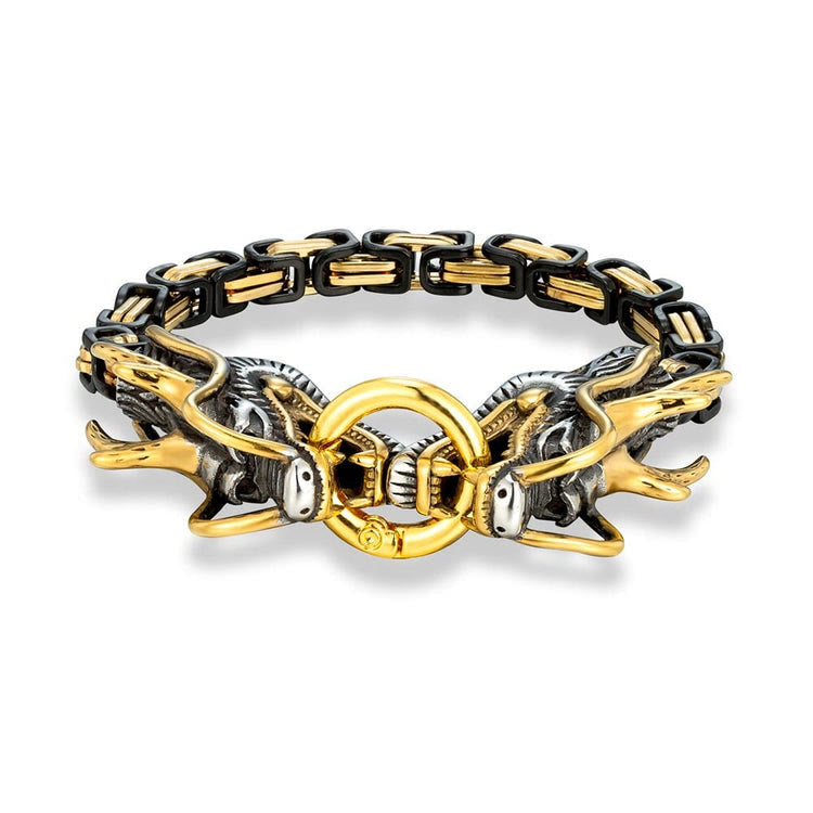 WorldNorse Armband mit zweiköpfigem Drachen aus der nordischen Mythologie