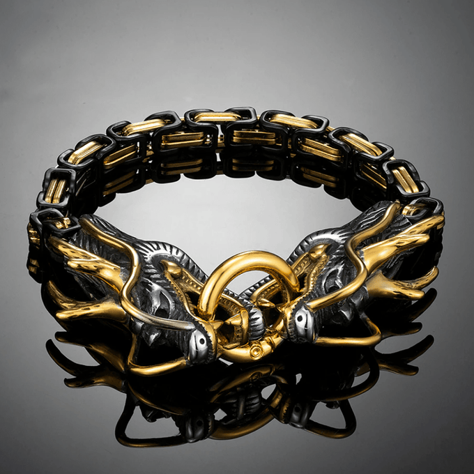 WorldNorse Armband mit zweiköpfigem Drachen aus der nordischen Mythologie