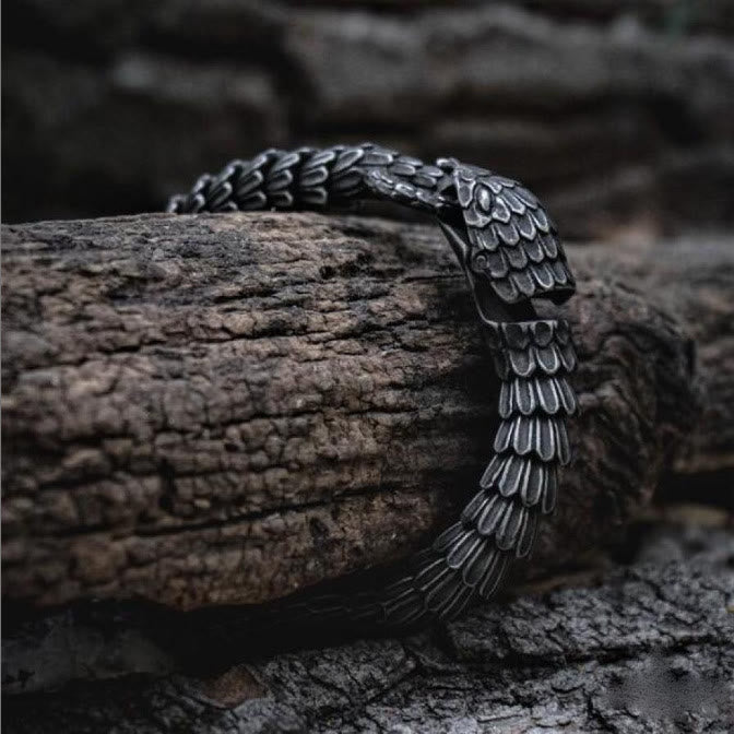 WorldNorse Retro-Armreif mit Schlangenschuppen, Schwarz