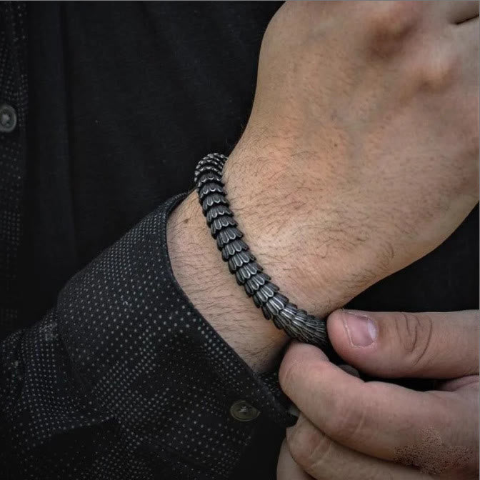 WorldNorse Retro-Armreif mit Schlangenschuppen, Schwarz