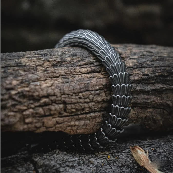 WorldNorse Retro-Armreif mit Schlangenschuppen, Schwarz