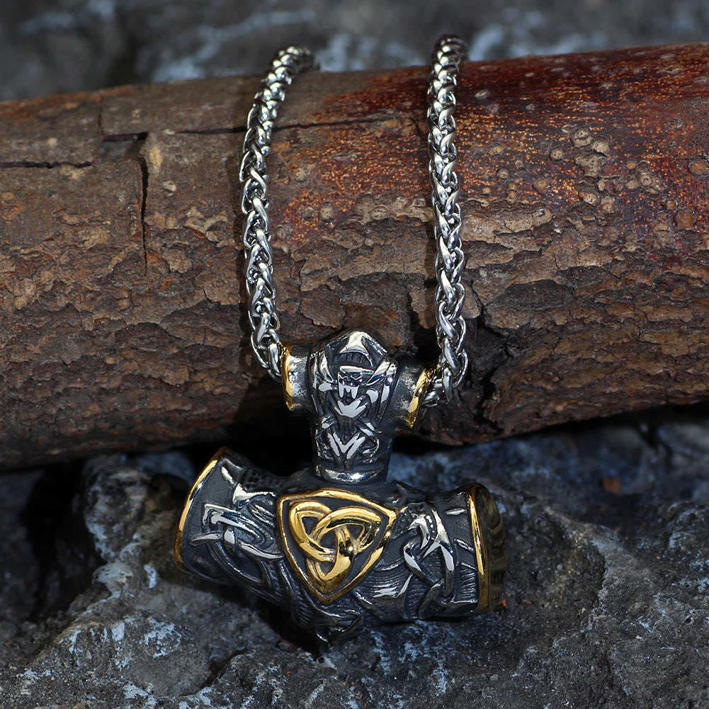 WorldNorse Thors Hammer Mjölnir Triquetra Anker Halskette