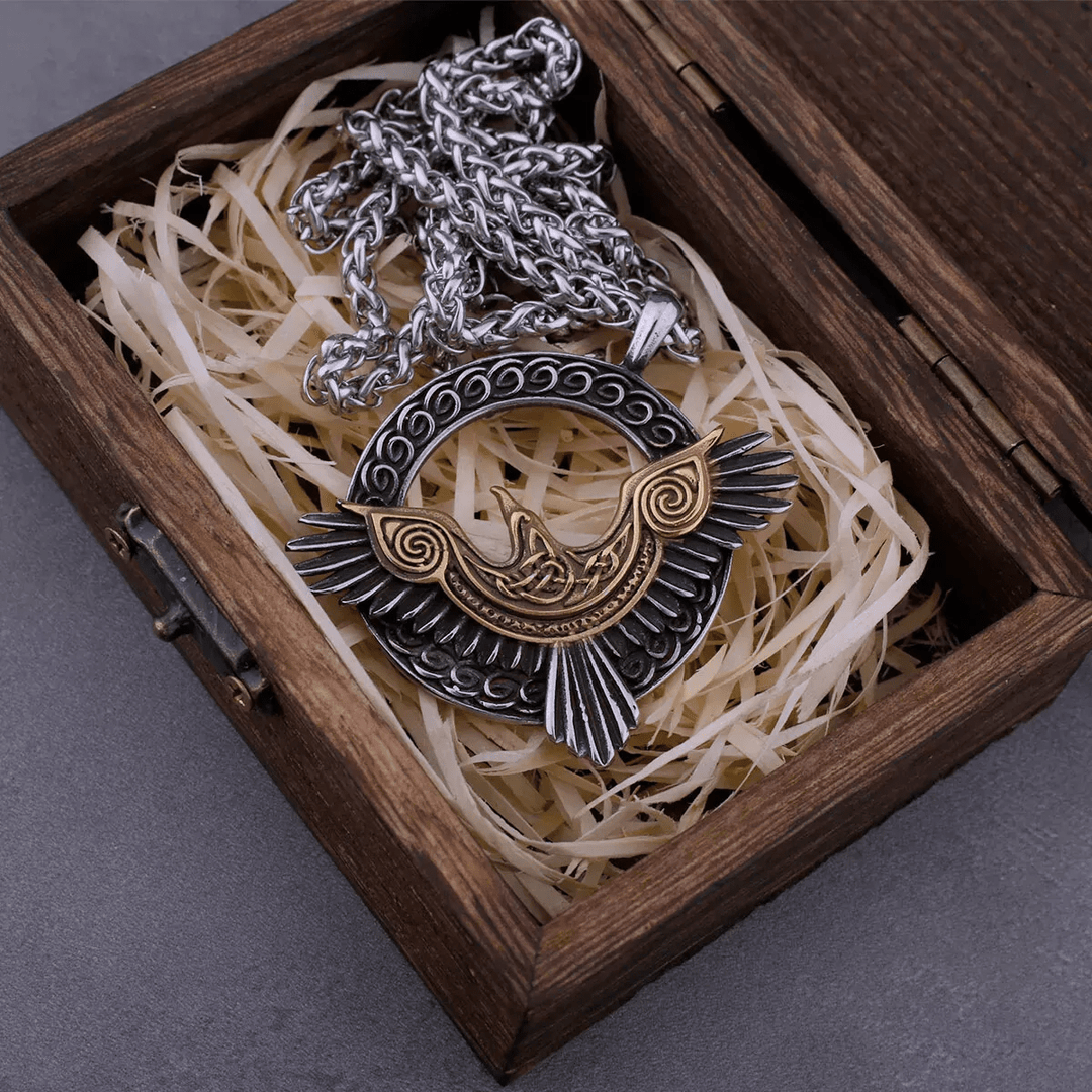 WorldNorse Anhänger mit Ton Wikinger Raven Design Halskette