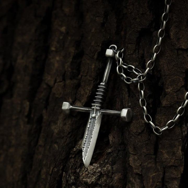 WorldNorse Cross Broken Holy Sword Einzigartige Anstecknadel-Halskette
