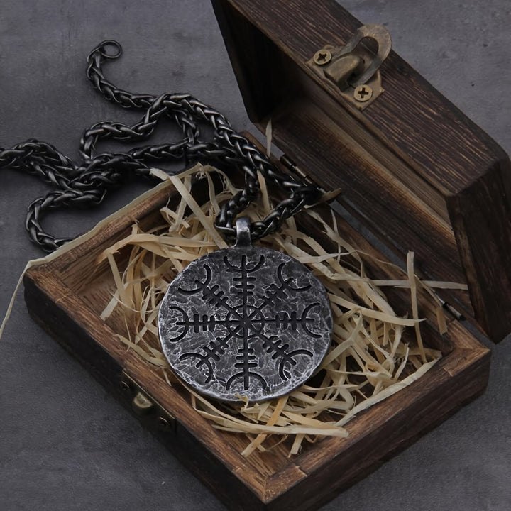 WorldNorse Wikinger-Kompass-Anhänger Vegvisir Halskette