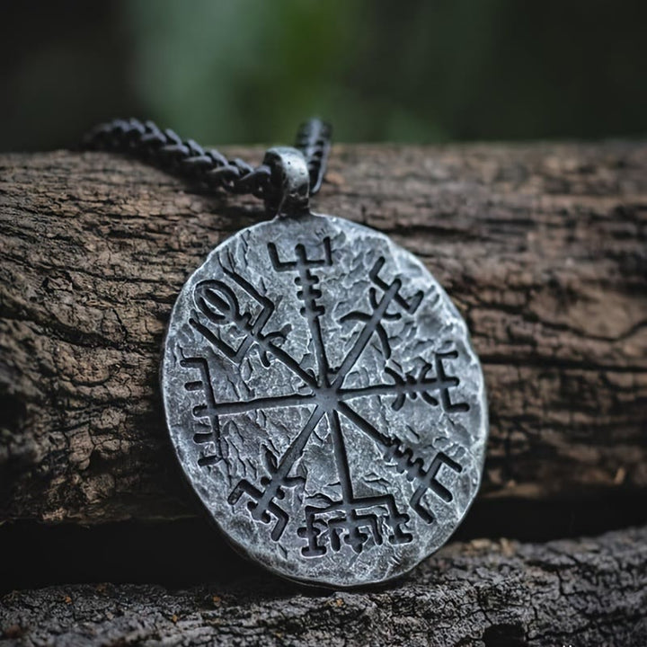 WorldNorse Wikinger-Kompass-Anhänger Vegvisir Halskette