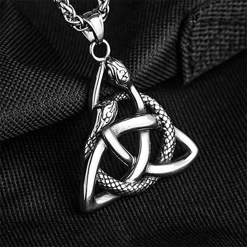 WorldNorse Nordische Dreifaltigkeit Triquetra mit Knoop-Schlangenhalskette