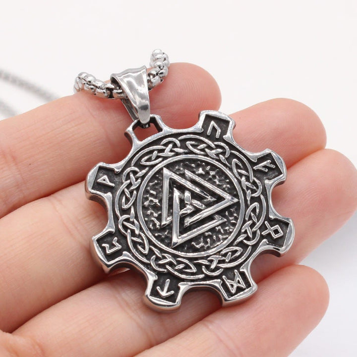 WorldNorse Valknut Keltischer Knoten Triad Rune Zahnrad Halskette