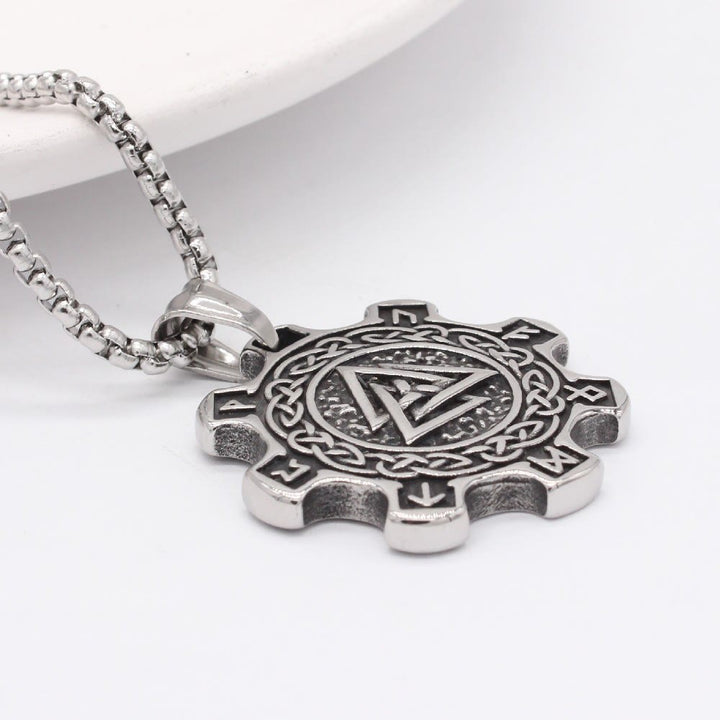 WorldNorse Valknut Keltischer Knoten Triad Rune Zahnrad Halskette