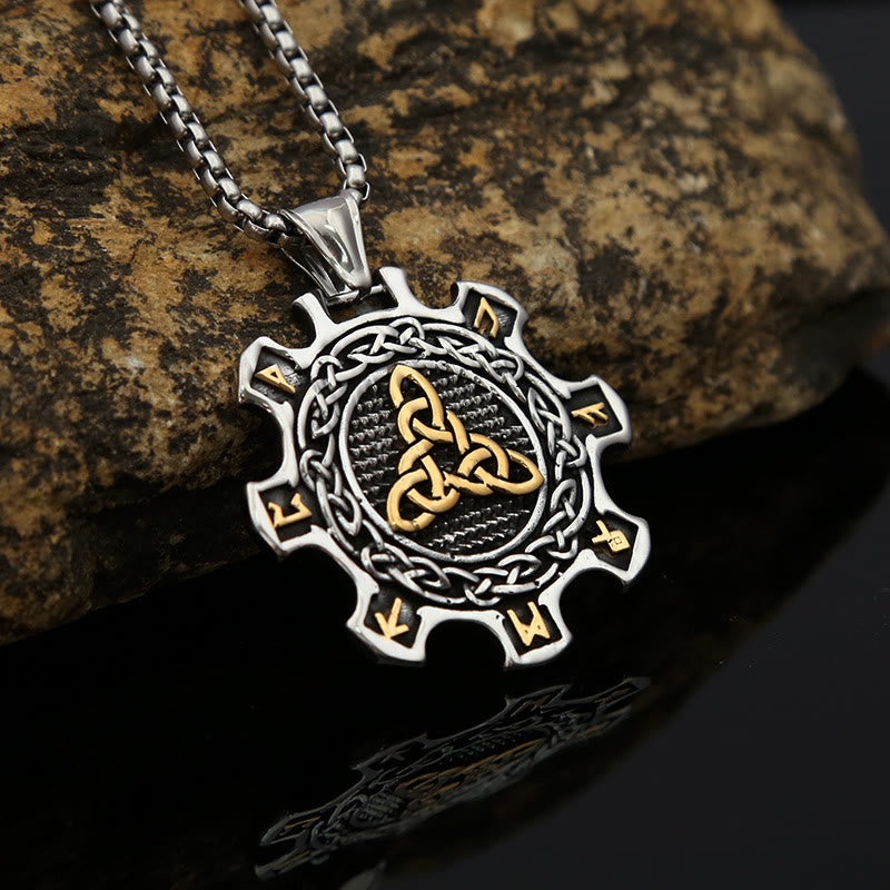 WorldNorse Valknut Keltischer Knoten Triad Rune Zahnrad Halskette