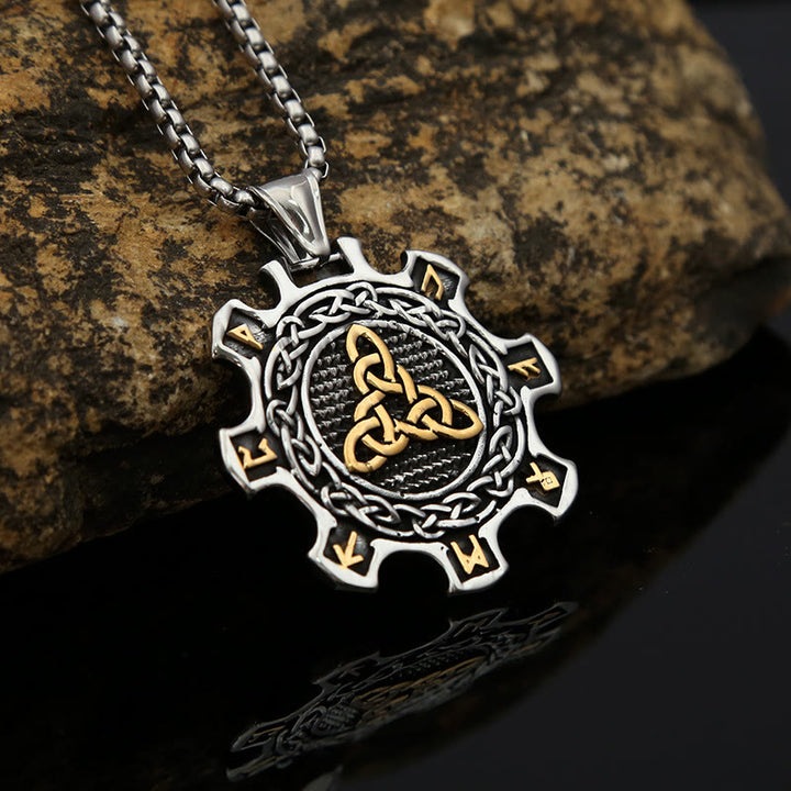 WorldNorse Valknut Keltischer Knoten Triad Rune Zahnrad Halskette