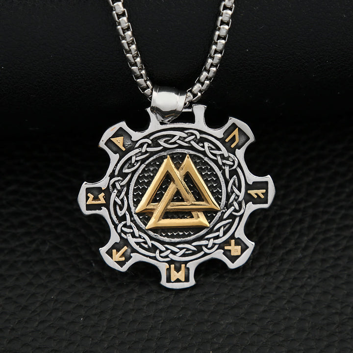 WorldNorse Valknut Keltischer Knoten Triad Rune Zahnrad Halskette