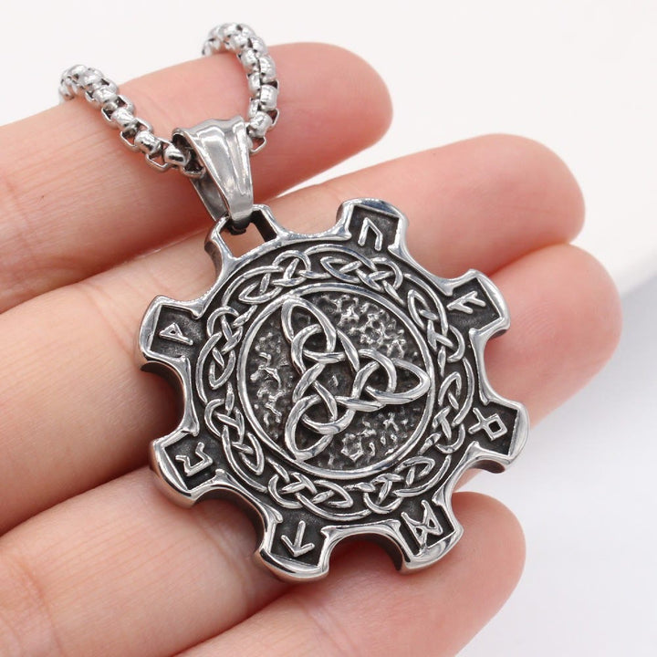 WorldNorse Valknut Keltischer Knoten Triad Rune Zahnrad Halskette