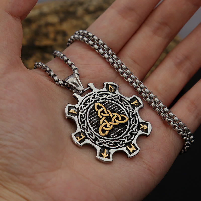 WorldNorse Valknut Keltischer Knoten Triad Rune Zahnrad Halskette