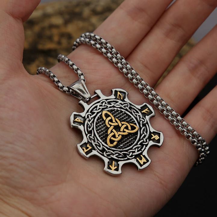 WorldNorse Valknut Keltischer Knoten Triad Rune Zahnrad Halskette