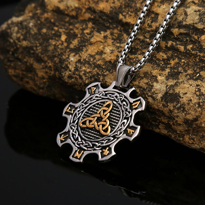 WorldNorse Valknut Keltischer Knoten Triad Rune Zahnrad Halskette