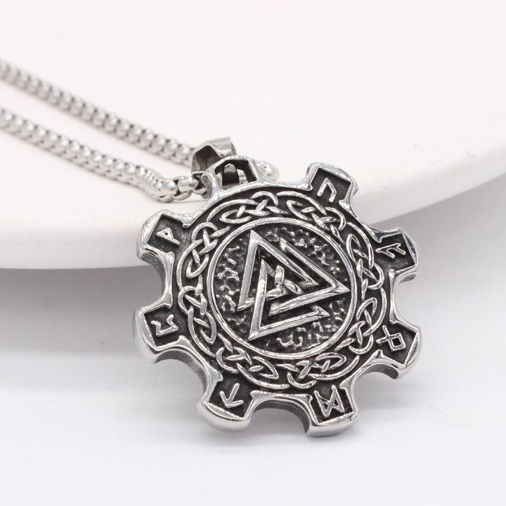 WorldNorse Valknut Keltischer Knoten Triad Rune Zahnrad Halskette