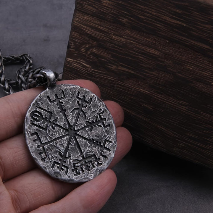 WorldNorse Wikinger-Kompass-Anhänger Vegvisir Halskette