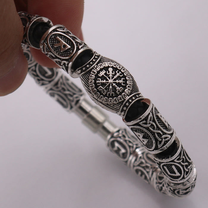 WorldNorse Odins Runenstein-Perlen-Kompass Vegvisir Armband