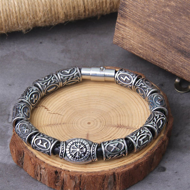 WorldNorse Odins Runenstein-Perlen-Kompass Vegvisir Armband