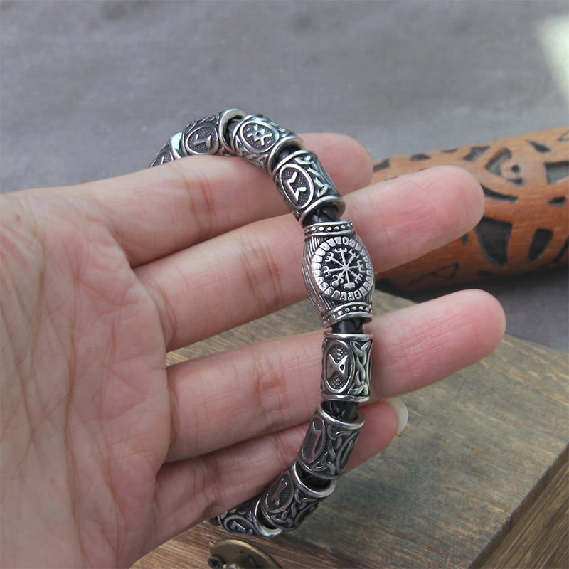 WorldNorse Odins Runenstein-Perlen-Kompass Vegvisir Armband