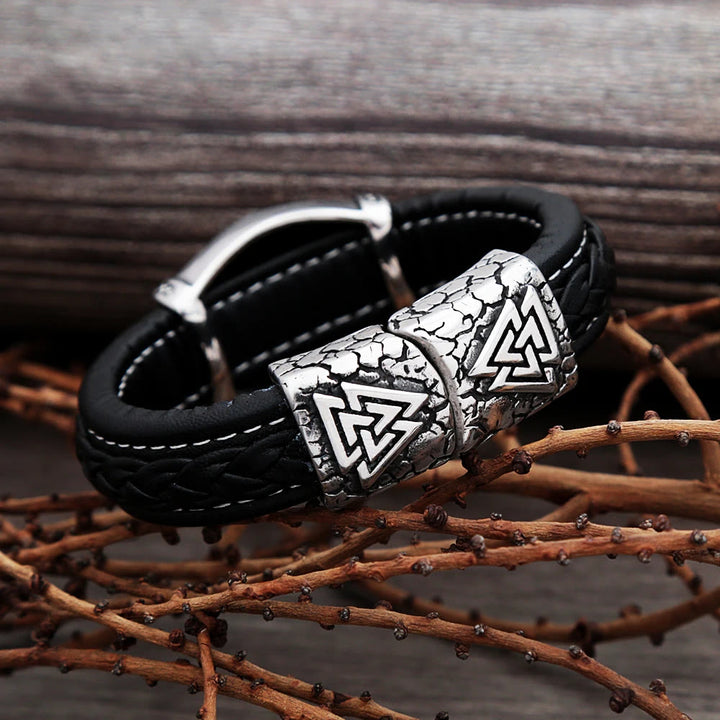 WorldNorse Wikinger-Armreif mit Vegvisir -Kompass, Valknut -Armband