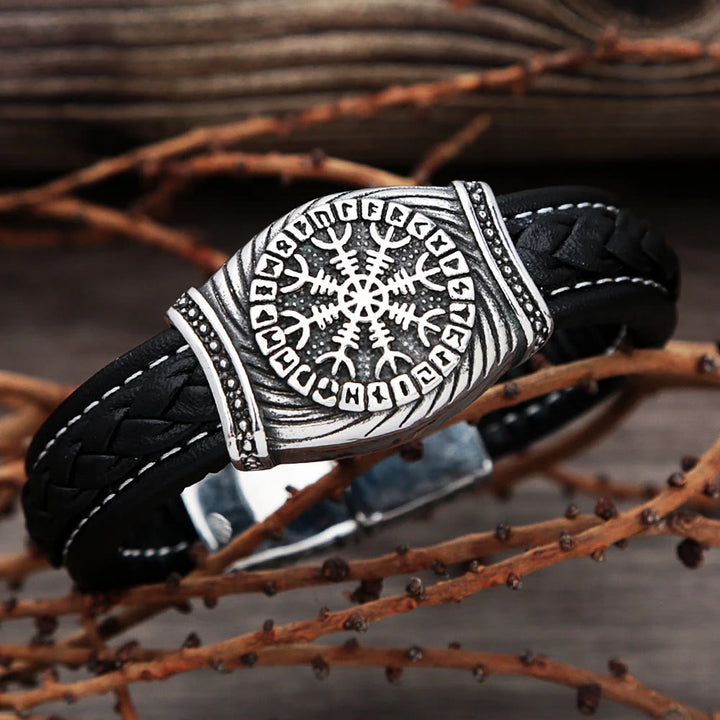 WorldNorse Wikinger-Armreif mit Vegvisir -Kompass, Valknut -Armband